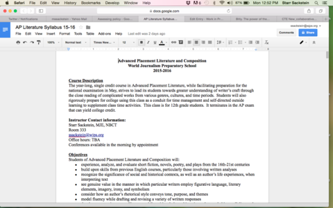 Advanced Placement English Syllabus