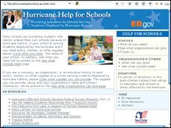 The Education Department has ventured into new territory with its online clearinghouse for disaster relief.