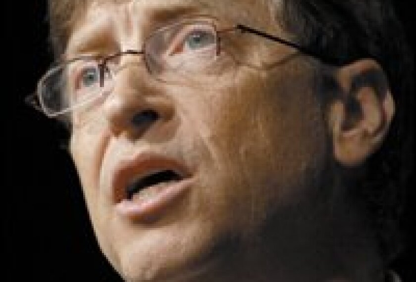 Microsoft Chairman Bill Gates speaks at a summit on high schools.