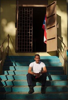 Eric Collazo, a security guard at Marta Lafontaine elementary and middle school in Utuado, Puerto Rico, is confident the school will overcome the challenges it still faces in the wake of Hurricane Maria.