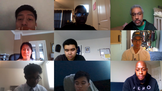 Wakefield’s Cohort students meet with Tim Cotman and Wendy Maitland on a remote video call on June 4, 2020.