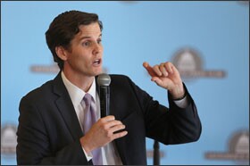 Marshall Tuck, a former charter schools executive who is running for the state school chief’s job, has vowed to shake up what he sees as the status quo on issues such as charters and teacher tenure.