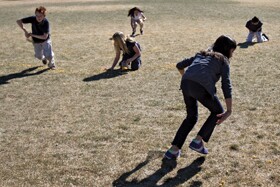 Teacher Kathy Zook's multiage class of 3rd, 4th, and 5th graders at Hodgkins Elementary School in Westminster, Colo., takes part in an exercise that utilizes math, science, and social studies skills. Hodgkins has been one of the success stories in a four-year-long effort by the Adams 50 school district to convert to a system of competency-based learning.