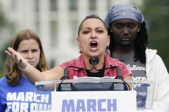 Parkland survivor and activist X Gonzalez speaks to the crowd during the March for Our Lives rally on June 11 in Washington.