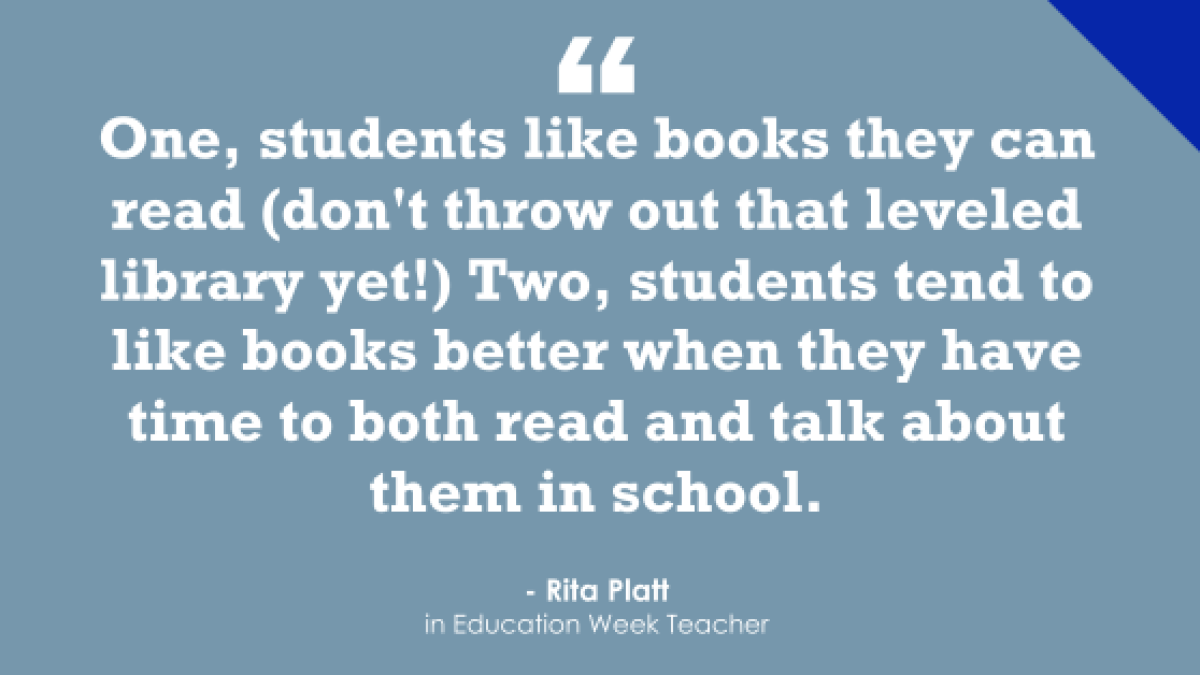 High-Interest Books & Giving Students Time to Read & Talk About Them in  School (Opinion)