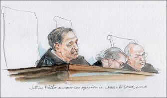 U.S. Supreme Court Justice Samuel A. Alito Jr. reads the court's 5-4 majority decision in Janus v AFSCME on June 27.