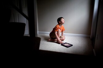 Jack Ursitti, 7, of Dover, Mass., has been diagnosed with autism and uses an iPad for leisure and educational activities. "It's a constant tool," says his mother, Judith Ursitti. "When we put an iPad in his hand, he immediately got it," she says.