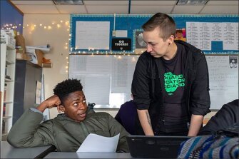 capstone project for senior high school Senior Erickson Obasuyi confers with his teacher, Maya Brodkey, about his senior capstone project at Fremont High School in Oakland, Calif. Brodkey said she encourages students to choose topics that have touched them or that they feel passionate about to sustain their interest during the year.