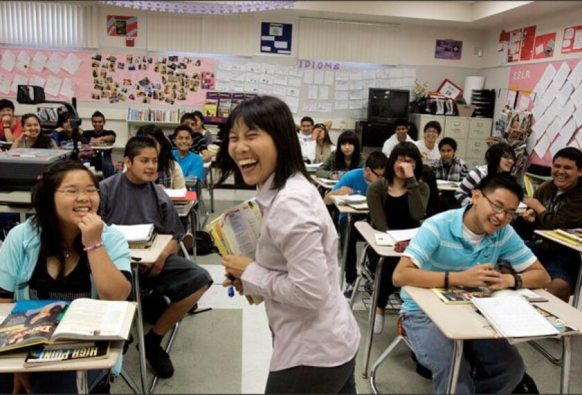 Ana Ieng teaches English-language development to students from Mexico, Guatemala, Honduras, China, and Vietnam at El Monte High School in El Monte, Calif.