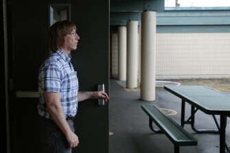 Teacher Billy Becker, who has been with Diablo Community Day School for 23 years, poses for a portrait at the school in Concord, Calif., on April 11, 2022. The school is being closed at the end of the school year due to budget cuts.