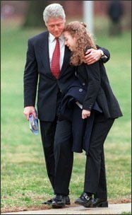 PRESIDENT BILL CLINTON: The Clintons’ only child, Chelsea, attended Sidwell Friends School, a private, Quaker school in Washington. She graduated from high school in 1997 and was attending Stanford University by the time her father left office.
