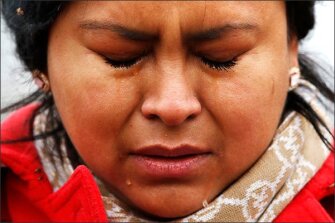 Maricruz Abarca, of Baltimore, a Deferred Action for Childhood Arrivals (DACA) recipient who is originally from Mexico, cries during a demonstration with other supporters of the DACA program outside of the U.S. Capitol last month. "I'm so worried about the possible separation from my children," says Abarca.