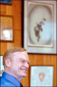 Retired Air Force major general, John G. Fryer in his office.
