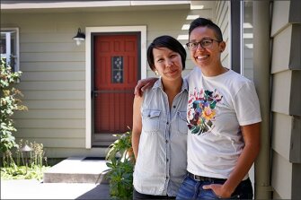 Dy, left, is a teacher , and her partner, Jen, is a police officer. The couple relied on a down-payment-assistance program to help them buy a house in San Francisco.