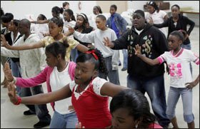 Elective classes at Kingstree, such as the show choir class, where students rehearse a performance number, are coeducational.