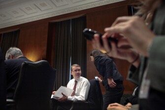 Sen. Michael Bennet, D-Colo., a member of the Senate Health, Education, Labor, and Pensions Committee, attends the markup for the Elementary and Secondary Education Act on Oct. 20. A slew of quiet changes in the Senate bill to reauthorize the federal education law would substantially increase the role of research in federal education programs.