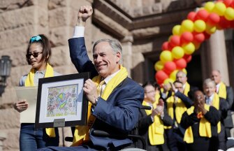 Texas Gov. Greg Abbott speaks during a rally in support of school choice on the steps of the Texas Capitol on Jan. 24, 2017, in Austin , Texas.