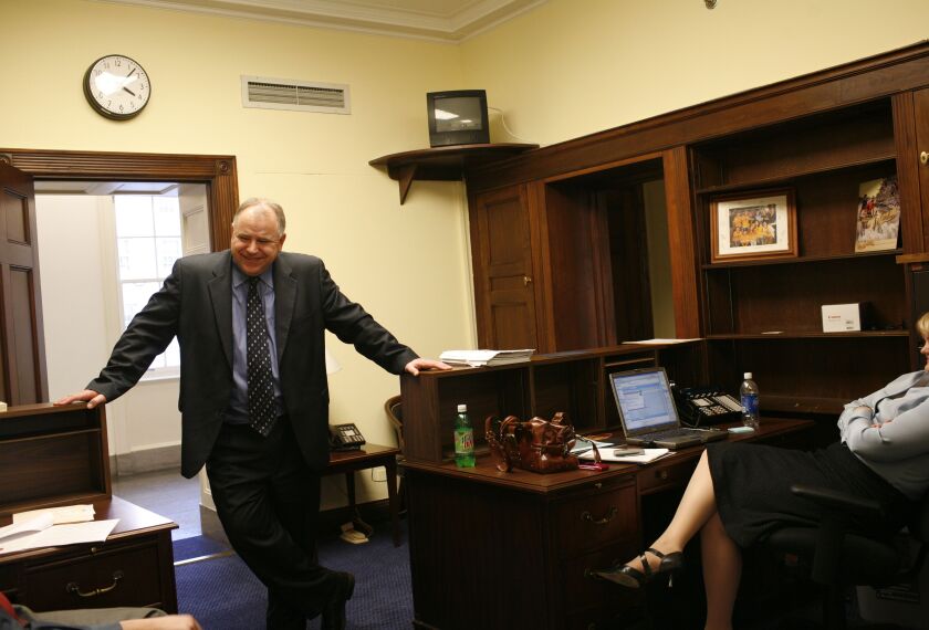 Representative Tim Walz settles into his new office on Capitol Hill.