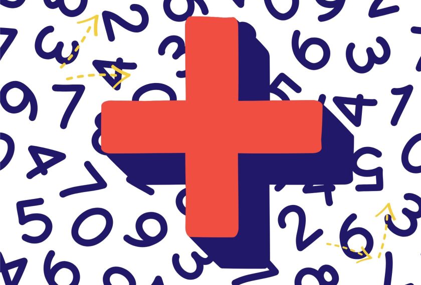 math problem solving strategies 4th grade examples Illustration of a giant red addition symbol on a field of numbers