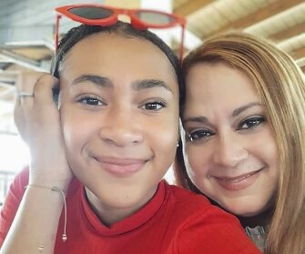 Arianna Castro, left, and her mother, Yaidimar Ramirez. Castro, 13, has endured a strict lockdown in Carolina, Puerto Rico, since mid-March due to the coronavirus pandemic. Now headed into the 8th grade, Castro said she feels that her academic studies suffered significantly over the last two months, even though she tried to keep up with assignments and helped fellow students send them to teachers.