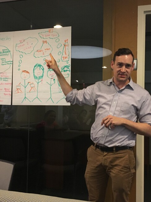 Associate Editor Stephen Sawchuk participates in a team brainstorming session.