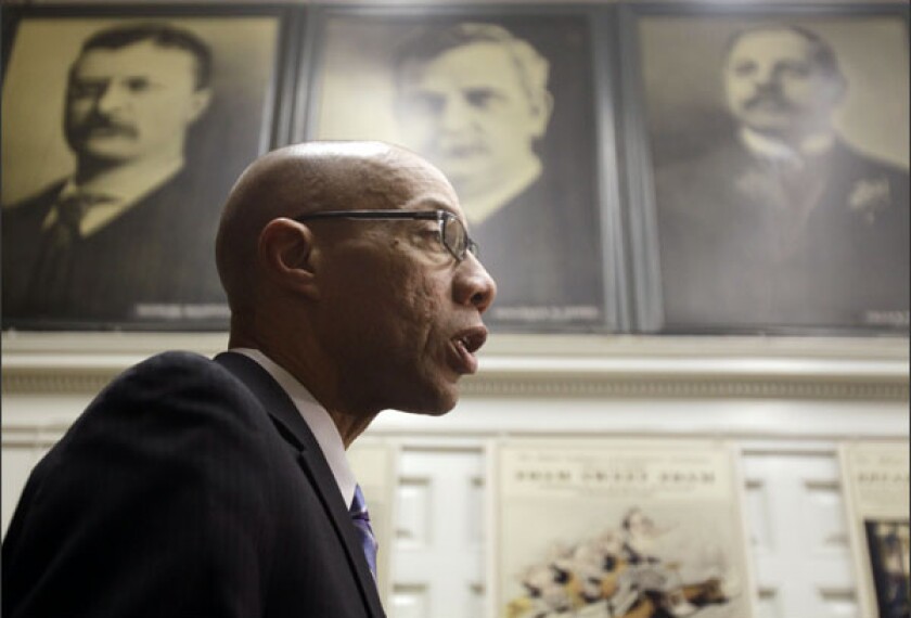 Chancellor of New York City Public Schools Dennis Walcott addresses the media during a news conference at the Capitol in Albany, N.Y., on April 12.