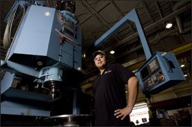 Says Daniel J. Leyva, above right, another 2006 MTA graduate and a machine-tool operator at Chromalloy Component Services: “I’m the first one in my family to go and get a good job and get an education.”