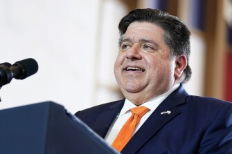 Illinois Gov. J.B. Pritzker addresses the crowd on June 28, 2023, at the Old Post Office in Chicago.