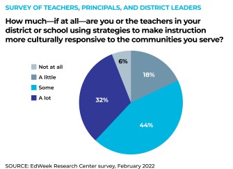 How much—if at all—are you or the teachers in your district or school using strategies to make instruction more culturally responsive to the communities you serve?