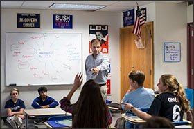 Students in Erik Anderson's 9th grade U.S. government class at Valley View Middle School in Edina, Minn. discuss different forms of political systems.