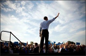 President Barack Obama waves to supporters during a campaign event this past weekend at McArthur High School in Hollywood, Fla.