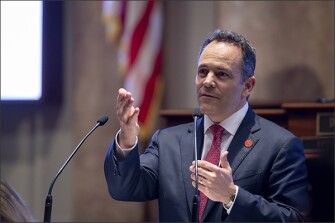 Kentucky’s Republican Gov. Matt Bevin has clashed with teachers over issues including pensions and school choice.
