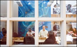 Larry G. Rosenstock speaks during a student-advisory meeting at the original High Tech High School in San Diego. He heads a charter-management organization spawned by the school.