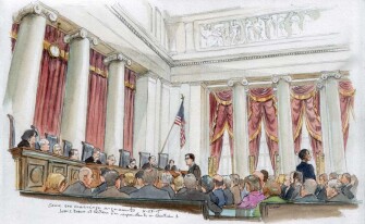 Lawyer John J. Bursch, center, presents the case against gay marriage in April as the court hears arguments in Obergefell v. Hodges.