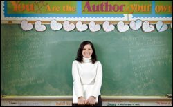 Philadelphia teacher Mary Rooney Thorp uses her laptop computer to mine her 8th graders' test data for clues on adjusting her instruction, and then to find resources for doing so.