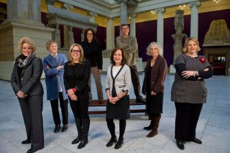 Among the leaders of Pittsburgh’s cross-sector efforts to promote new approaches to education are, from left, Jennifer Beagan, Allegheny Intermediate Unit; Jane Werner, Pittsburgh Children’s Museum; Cathy Lewis Long, Sprout Fund; Audrey Russo, Pittsburgh Technology Council; Marilyn Russelll, Carnegie Museum; Rick Fernandes, Fred Rogers Center; Mary Frances Cooper, Carnegie Library; and Sue Polojac, Pittsburgh Association for the Education of Young Children.