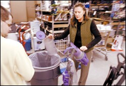 Teacher Ellen Dunn on a site visit with a student.