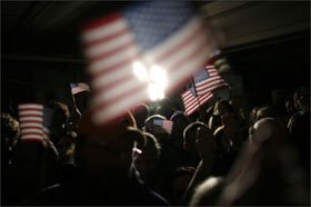 Supporters of former Sen. John Edwards, D-N.C., rally in Manchester, N.H.
