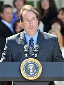 National Teacher of the Year Anthony Mullen speaks at the White House Rose Garden ceremony.