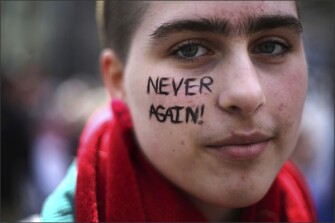Frankie Baumer, a junior at Indiana Senior High School in Indiana, Pa., attends a gun control rally in Pittsburgh in March.