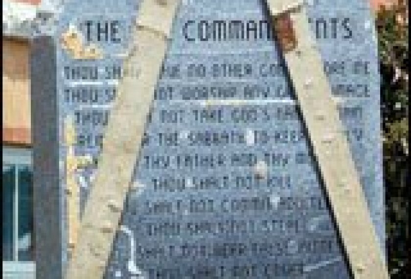 A ten commandments monument is removed from a school in West Union, Ohio.
