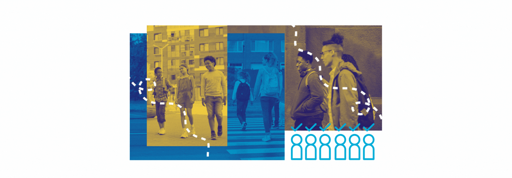 Images of students walking to school