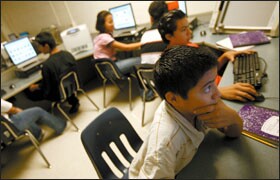 Ninth grader William Mendoza works on a class project as part of a pre-engineering program at his Wheaton, Md., high school that follows a curriculum from a national initiative called Project Lead the Way.