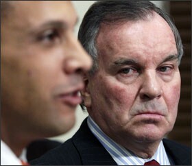 Chicago Mayor Richard M. Daley, right, selected Ron Huberman, the president of the transit authority, to replace U.S. Secretary of Education Arne Duncan as the head of Chicago’s school system.