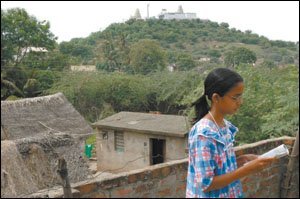 Subashini's favorite place to study is the roof of her house where it's peaceful. The diligent student, who must trek 45 minutes by bike to get to school, is aware that her family's financial situation is bleak. But she's confident in her own abilities, saying, "I am slow but steady."