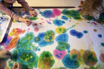 Students in Kim King's choice-based art class work on a project at Mansfield Elementary School in Mansfield, Conn., on Feb. 13, 2023.