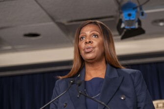 Attorney General Letitia James speaks during a press briefing on Nov. 6, 2024 on the impacts of the 2024 Presidential Election as Former President Trump won the elections for a second term at Governor's office in New York City.
