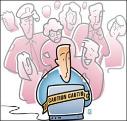 Some teachers have gotten in touble for online indiscretion, too. 