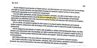 References to “copyright piracy” appear in ESSA sections focused on technology and parent outreach.