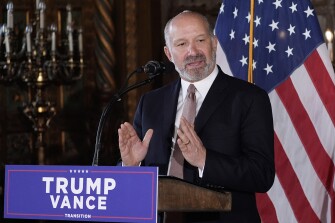 Commerce Secretary nominee Howard Lutnick speaks during a news conference with President-elect Donald Trump at Mar-a-Lago on Dec. 16, 2024, in Palm Beach, Fla.